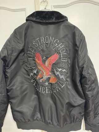 Cazadora Bomber Silverfield Negra Bordada