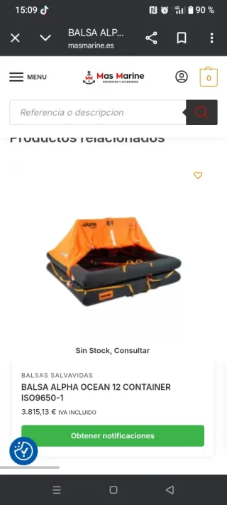 Balsa salvavidas Alpha Ocean 12