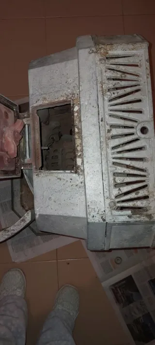 Estufa salamandra de metal y cristal