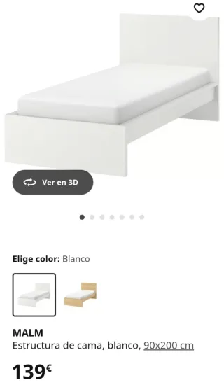 Estructura Cama Malm Ikea Blanca 90x200