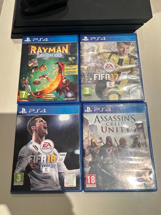 Pack 4 Juegos PS4: FIFA 17, FIFA 18, Rayman, Assas