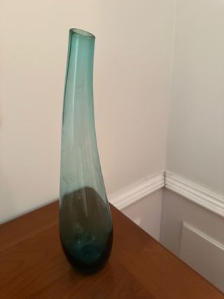 Jarrón de cristal azul verdoso