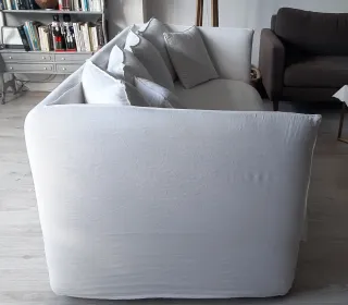 Sofá de lino de Maisons du Monde,blanco 3-4 plazas