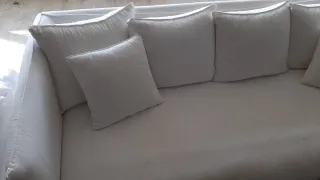 Sofá de lino de Maisons du Monde,blanco 3-4 plazas