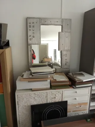 Espejo decorativo metal y madera