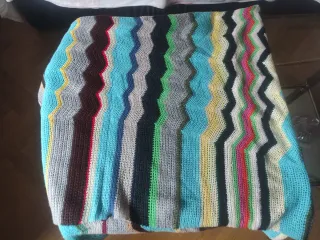 Manta ganchillo hecha a mano multicolor