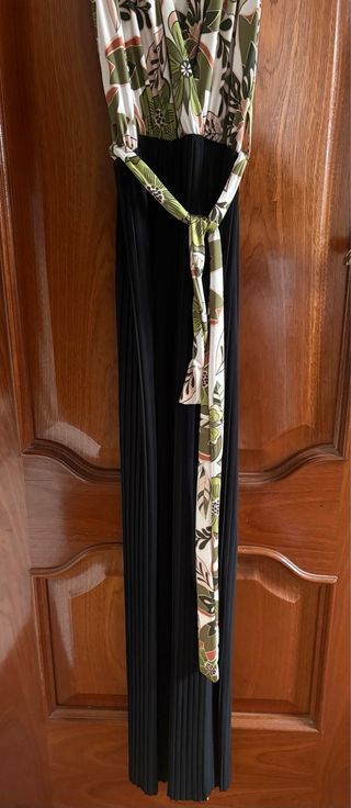 Mono largo estampado floral y negro