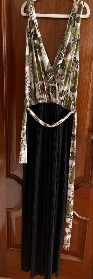 Mono largo estampado floral y negro