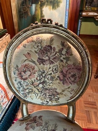 Elegante Silla Luis XVI Madera Dorada Tapizada