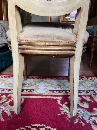 Elegante Silla Luis XVI Madera Dorada Tapizada