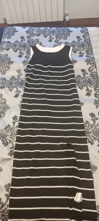 Vestido largo rayas blanco y negro