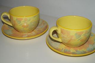 Conjunto 2 Chávenas Cerâmica Florais