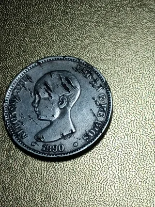Moneda 5 Pesetas 1890 Plata