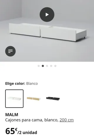 Cajones para cama MALM Ikea (200 cm)