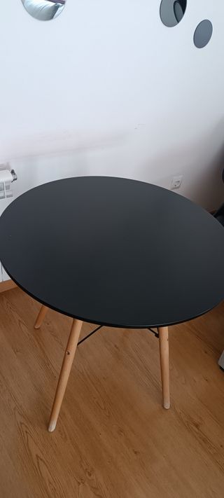 Mesa redonda comedor negra 80cm
