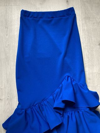 Falda flamenca azul volantes elástica talla S 36