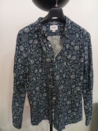 Camicia uomo Pull&Bear fantasia floreale blu M