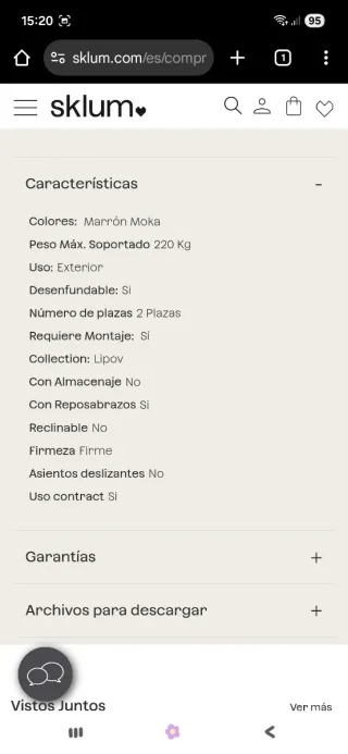 Sofá exterior Sklum sin estrenar. Costaba 270€.