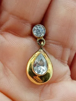 Orecchini Argento Dorato 925 Goccia Zirconi