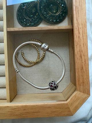 Pulsera Pandora Plata Corazones Morados