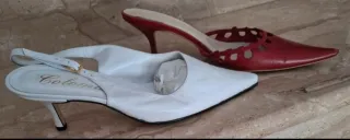 2 Pares Zapatos Punta Rojo y Blanco