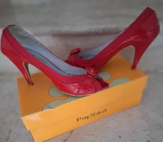 Zapatos tacón Paprika rojos descubiertos