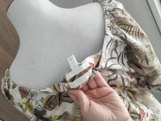 Blusa Estampada Tropical Lino Manga Abullonada M