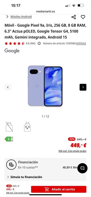 Google Pixel 9a 256GB Morado Nuevo