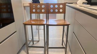 2 Taburetes altos Cocina Madera y Metal