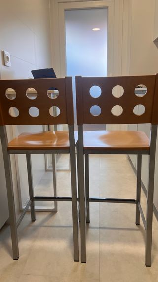 2 Taburetes altos Cocina Madera y Metal