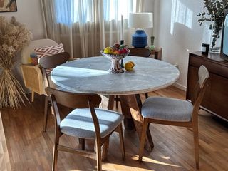 Mesa Comedor Redonda Piedra y Madera