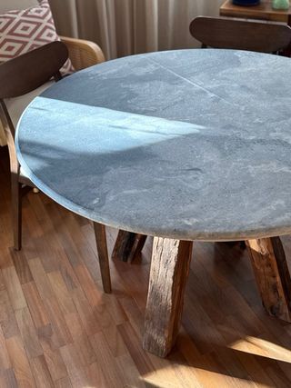 Mesa Comedor Redonda Piedra y Madera