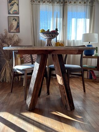 Mesa Comedor Redonda Piedra y Madera