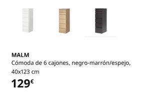 Cómoda Malm 6 cajones negro/marrón