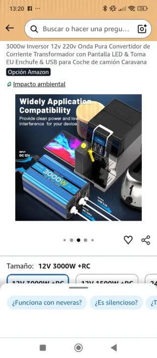 Inversor 3000W 12V Onda Pura LED USB