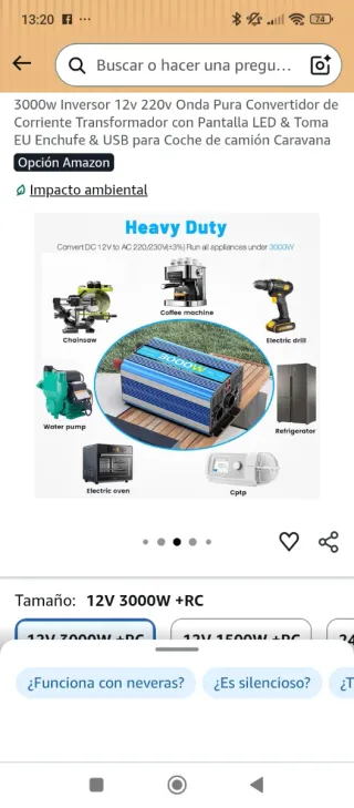 Inversor 3000W 12V Onda Pura LED USB