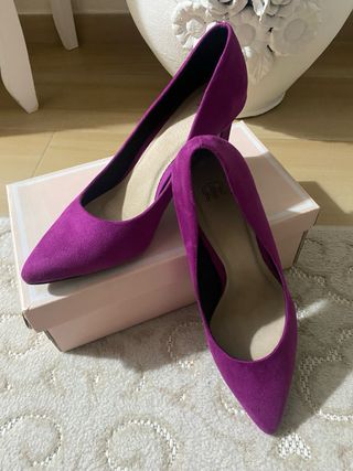 Décolleté scamosciate in microfibra viola porpora