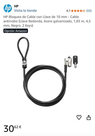 Cable seguridad candado antirrobo portátil HP