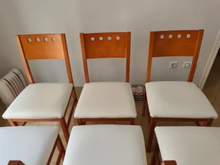 6 Sillas de Comedor Madera Tapizadas Blanco