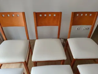 6 Sillas de Comedor Madera Tapizadas Blanco