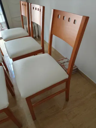 6 Sillas de Comedor Madera Tapizadas Blanco