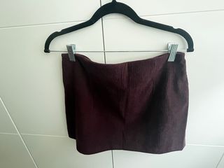 Traje falda pantalon de pana color burdeos