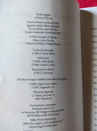 Canción de hielo y fuego: Juego de tronos (Giga...