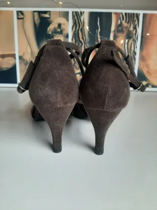Zapatos Zara Ante Talla 38, tacón 8 cms