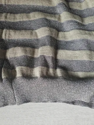 Gilet donna righe beige e argento