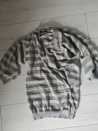 Gilet donna righe beige e argento