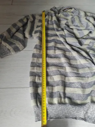 Gilet donna righe beige e argento