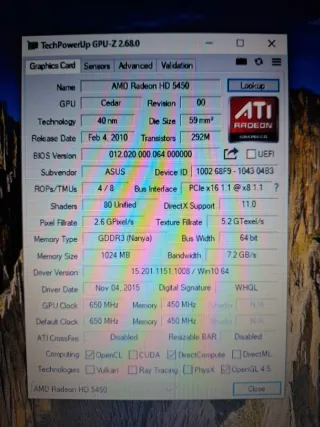 ASUS AMD Radeon HD 5450 1GB GDDR3