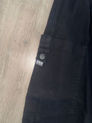 Pantalones Cargo Anchos Hombre Negro Talla XS