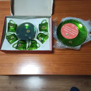 Lote Duralex Verde VINTAGE. Juego café y platos